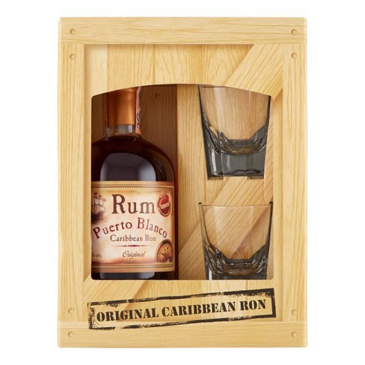 Rum Puerto Blanco Caribbean Ron 37,5% + 2 poháre 0,5 l