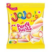JOJO Party Twist penové cukríky s príchuťou zmrzliny, broskýň a čučoriedok 80 g