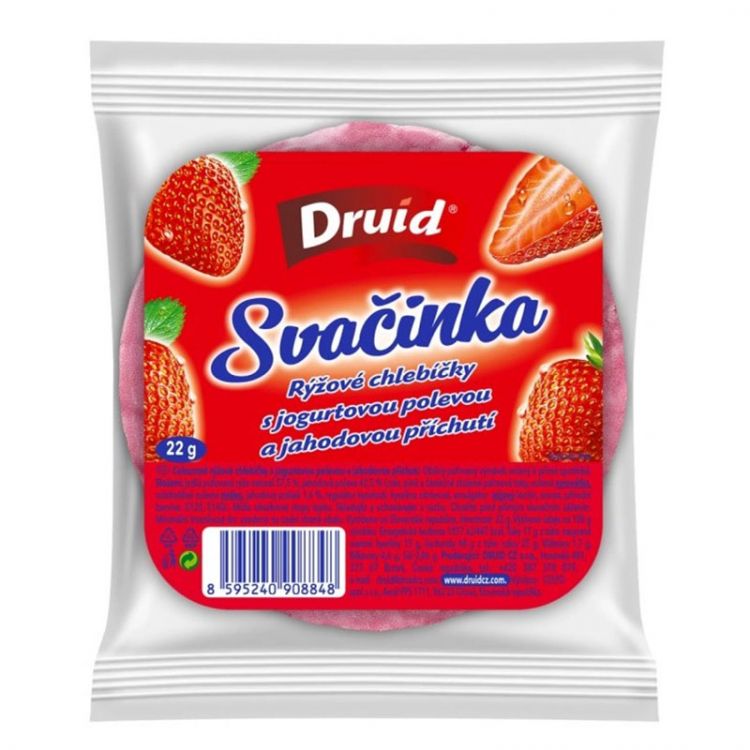 Druid Ryžové Chlebíčky - Snack s jogurtovo-jahodovou polevou 22 g