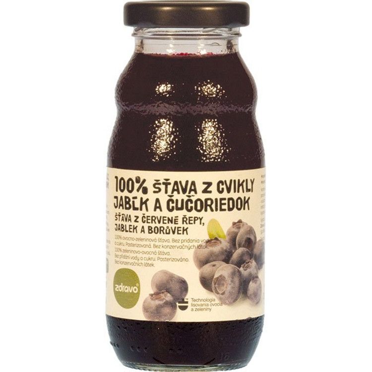 Zdravo 100% šťava Jablko, cvikla a čučoriedka  0,2l