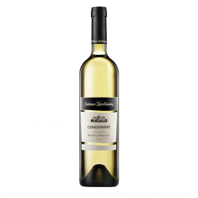 Château Topoľčianky Chardonnay neskorý zber slovenské víno biele suché s chráneným označením pôvodu 0,75 l
