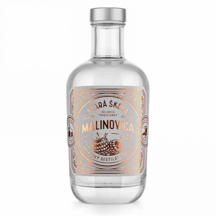 Pálenica Topoľčianky Stará škola Malinovica destilát 42% 0,5 l