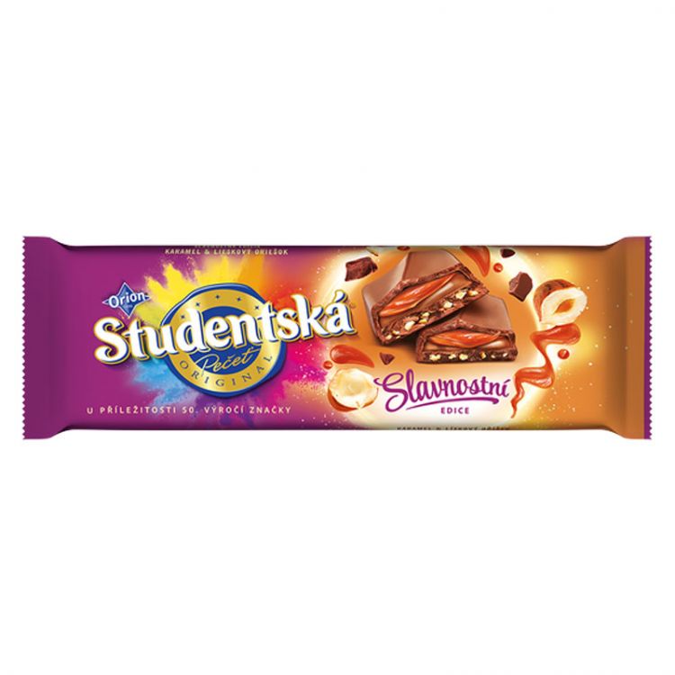 Orion Študentská pečať mliečna čokoláda Karamel & Lieskový oriešok 235g