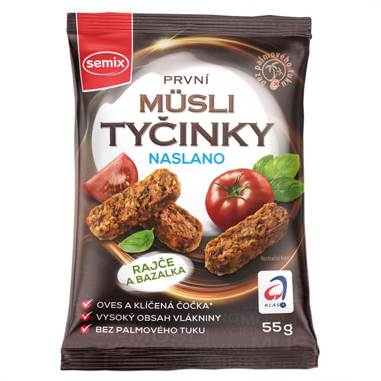 Semix Mini musli tyčinky naslano rajčina bazalka bez lepku 55g
