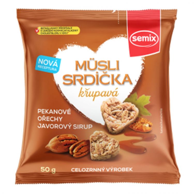 Semix  Musli srdiečka s pekanovými orechami a javorovým sirupom 50g