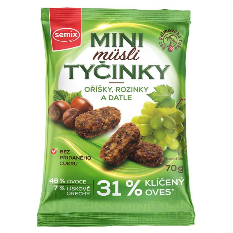Semix Mini musli tyčinky orieškové bez lepku 70g