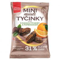 Semix Mini musli tyčinky s kakaovými bôbmi a pomarančom  bez lepku 70g