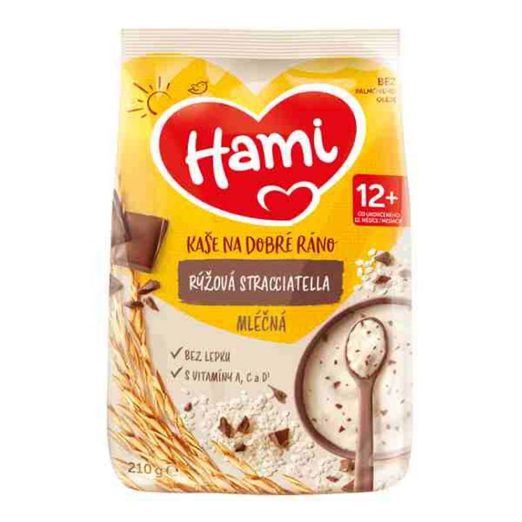 Hami mliečna kaša ryžová stracciatella 210g, od 12+ mesiac