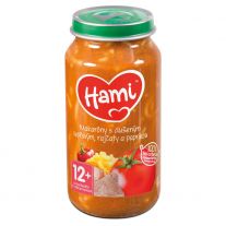 Hami príkrm Makaróny s duseným bravčovým, paradajkami a paprikou 250g, od 12+ mesiac