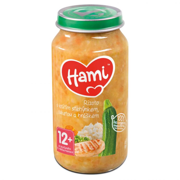 Hami mäsovo-zeleninový príkrm Rizoto s morčacím stehnom, cuketou a hráškom 250g, od 12+ mesiac