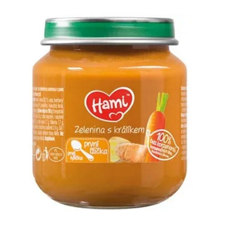Hami mäsozeleninový príkrm Zelenina s králikom 125 g, prvá lyžička