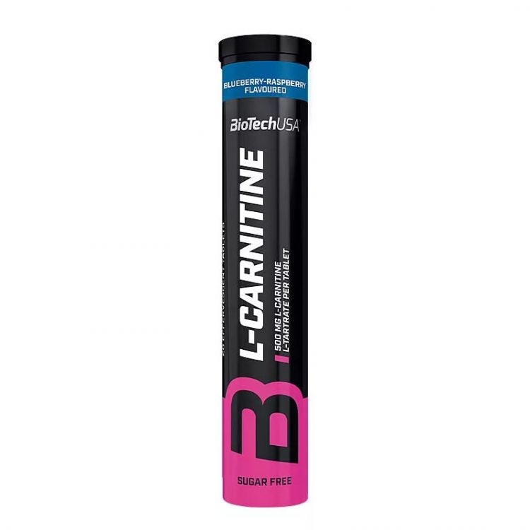 Biotech USA šumivé tablety L-Carnitine 500mg (20 tbl) malina-čučoriedka