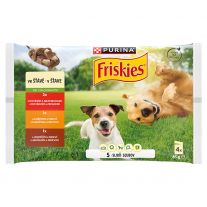 Friskies Dog ADULT Multipack (4x85g) - hovädzie/kura/ jahňacie v šťave