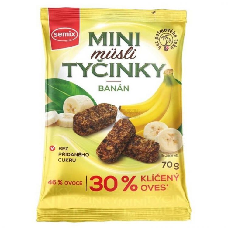 Semix Mini musli tyčinky s banánom bez lepku 70g