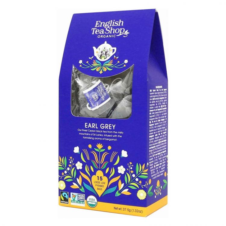 English Tea Shop Bio Earl Grey Black Tea 15 kusov biologicky rozložiteľných čajových pyramíd 15 x 2,5g