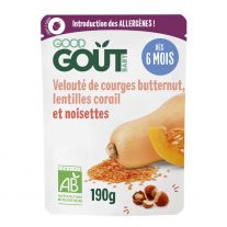 Good Gout BIO Tekvicová polievka s červenou šošovicou a lieskovými orieškami (190 g)