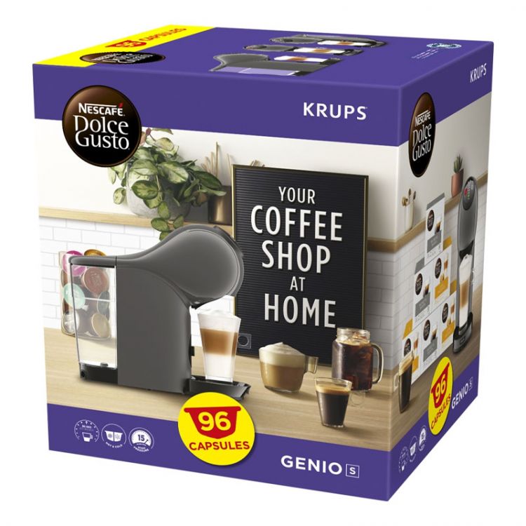 KRUPS NESCAFÉ Dolce Gusto kapsulový kávovar Genio S antracitová farba + 96 kapsúl