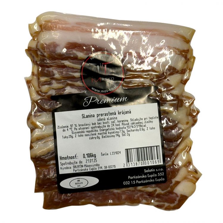 Mäsko Slanina prerastená krájaná