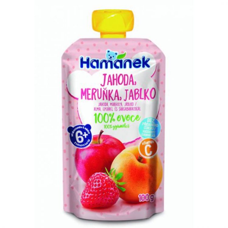 Hamánek Jahoda, marhuľa, jablko 100 g