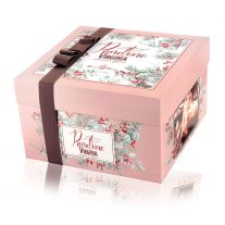 Virginia panettone s kandizovanými gaštanmi v ružovom boxe 750g