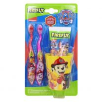 Firefly Paw Patrol set detská zubná kefka 2ks, zubná pasta 75ml a kelímok