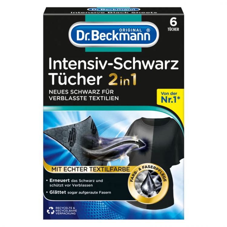 Dr. Beckmann obrúsky proti farbeniu čiernej bielizne bielizne 3v1, 6ks