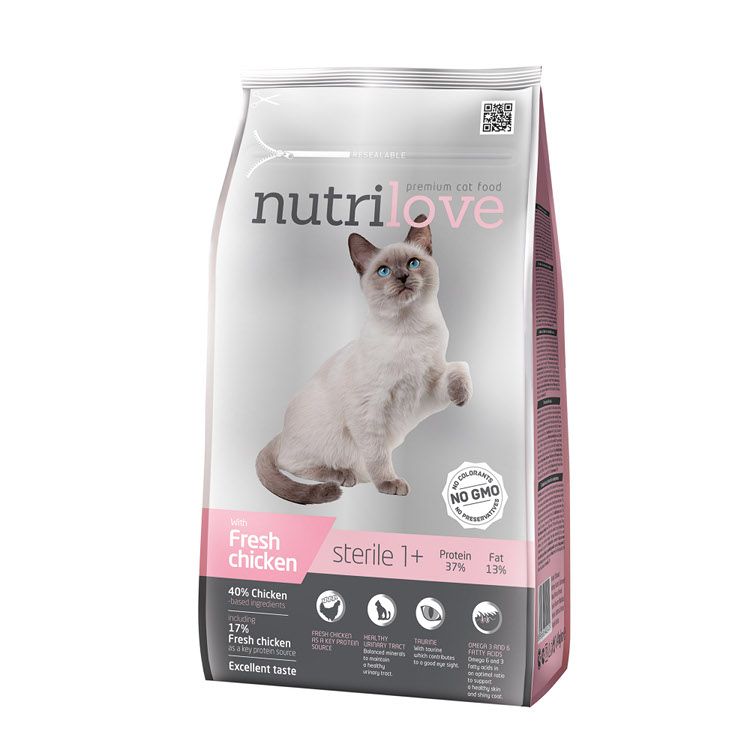 Nutrilove Fresh Chicken granule pre kastrované a sterilizované mačky 1,4kg - eDELIA.sk