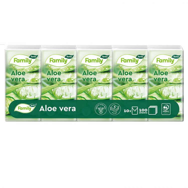 Tento Family Sensitive Aloe Vera hygienické vreckovky 3 vrstvové 10 x 10 ks