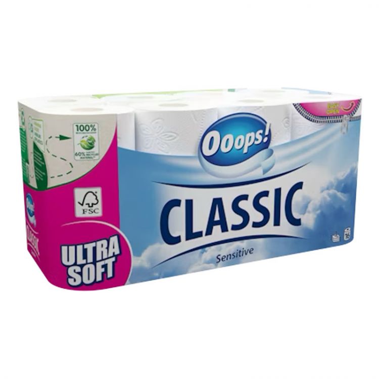Ooops! Toaletný papier Classic Sensitive/16ks/3 vrstvové