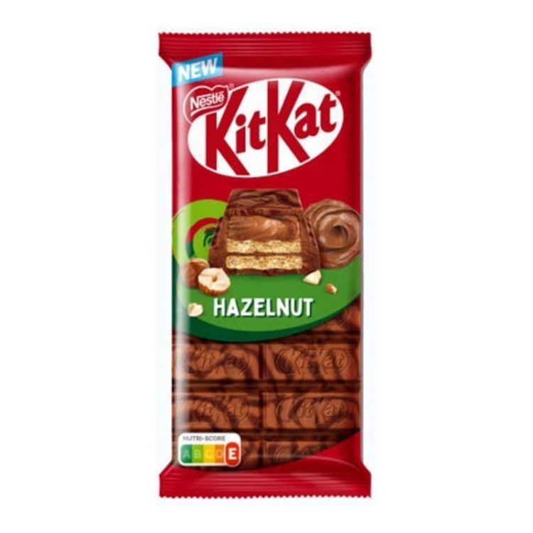KitKat tabuľka Hazelnut s mliečnou a horkou čokoládou, s oblátkou a lieskovoorieškovou náplňou 99g