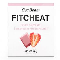 GymBeam Proteínová čokoláda Fitcheat biela čokoláda jahoda 80 g