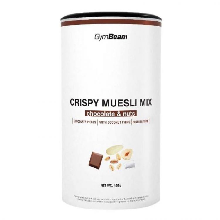 GymBeam Crispy Muesli Mix čokoláda a oriešky 420 g