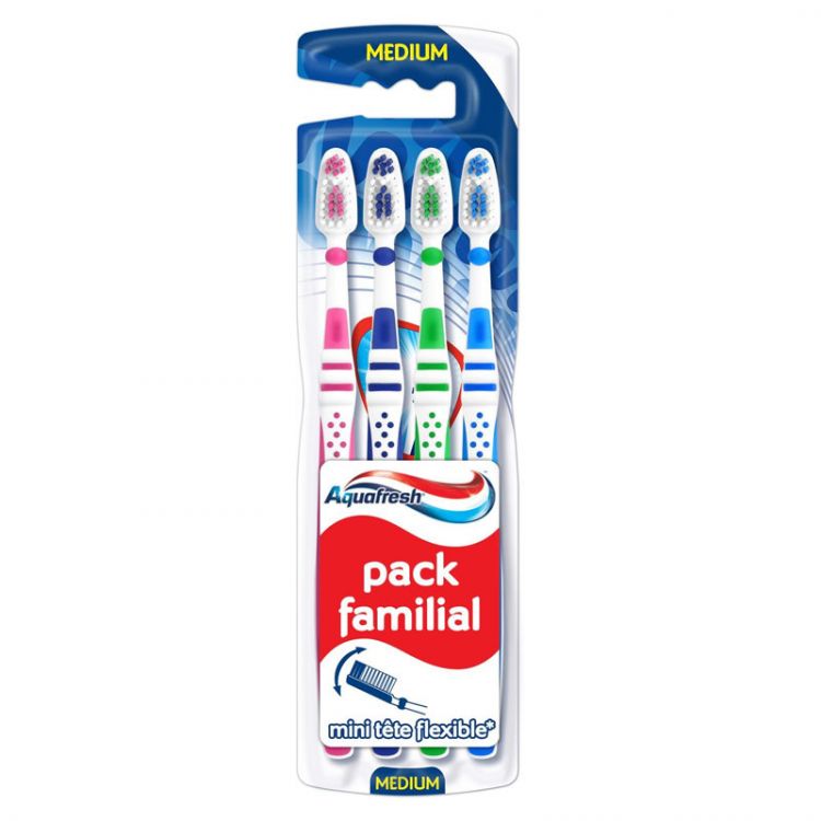 Aquafresh Zubná kefka quatro pack Familial Medium