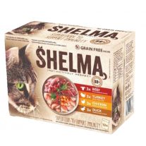 Shelma NM Kapsička Mačka GF kuracina-hovädzie, kačka-morka 12 x 85gv omáčke
