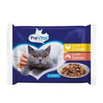 PreVital Kapsička Mačka kura-losos 4 x 100g v omáčke