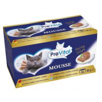 PreVital Minikonzerva Mačka hovädzia, kura, tuniak, losos 4 x 85g - novinka