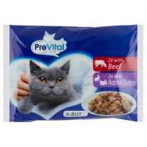 PreVital Kapsička Mačka hovädzia, morka-králik 4 x 100g v želé