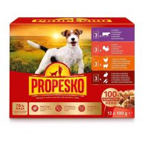 Propesko Kapsička Pes kura-jahňa,morka,králik-mrkva,hovädzia 40 x 100g - novinka