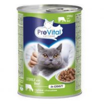 PreVital Kúsky Mačka hovädzie 415g sterile v omáčke