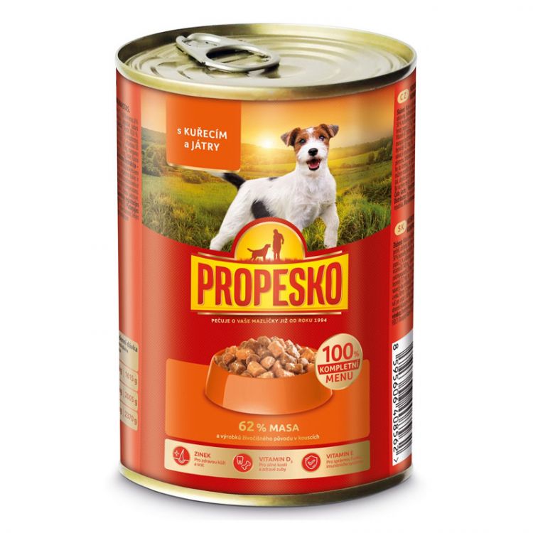 Propesko Kúsky Pes S kura + pečeň  415g