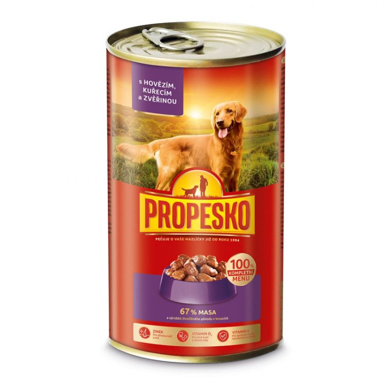 Propesko Kúsky Pes kura-jahňa 1240g  v omáčke
