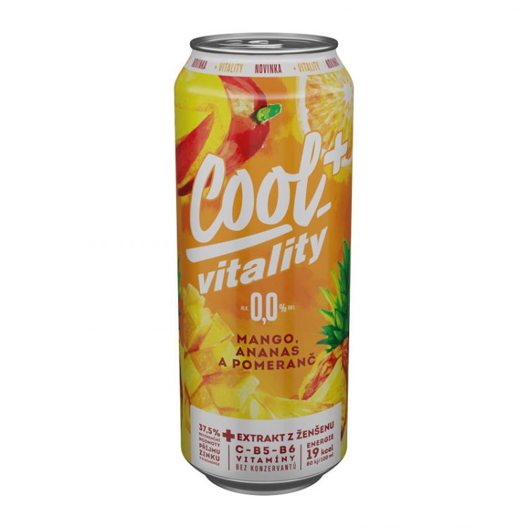 Cool+ Vitality mango, ananás a pomaranč 0,0% 500ml