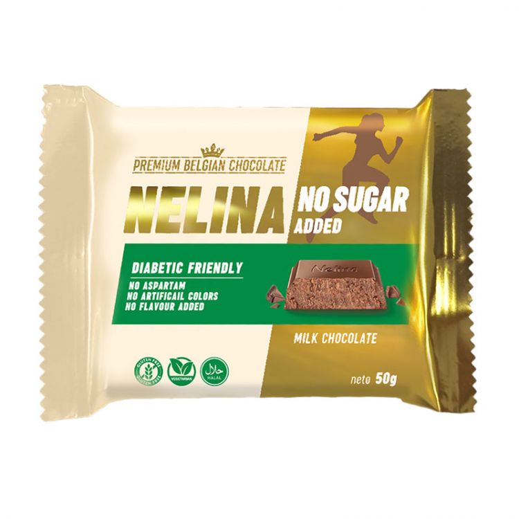 Nelina Sport Premium milk chocolate no sugar added 50g
