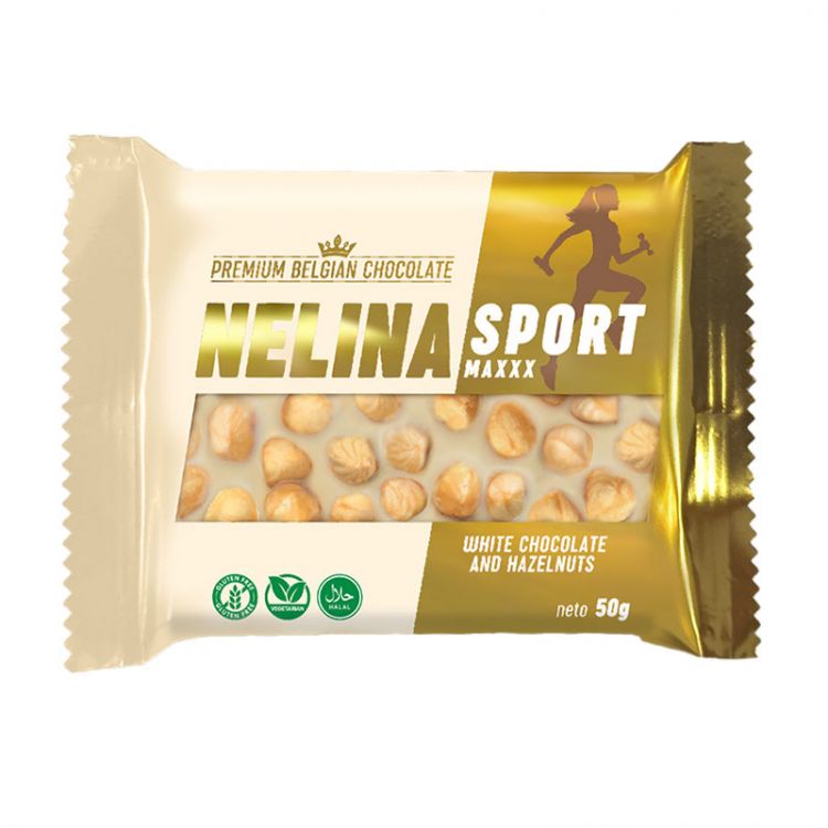 Nelina Sport Premium white chocolate and hazelnut 50g