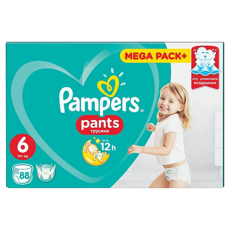 Pampers Pants, Veľ.6, 88 Plienok, Ľahké Obliekanie