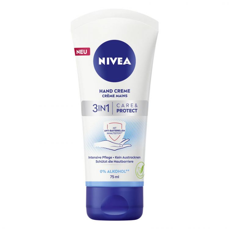 NIvea hand cream in tube 75 ml Care&Protect 3in1 0% alkohol