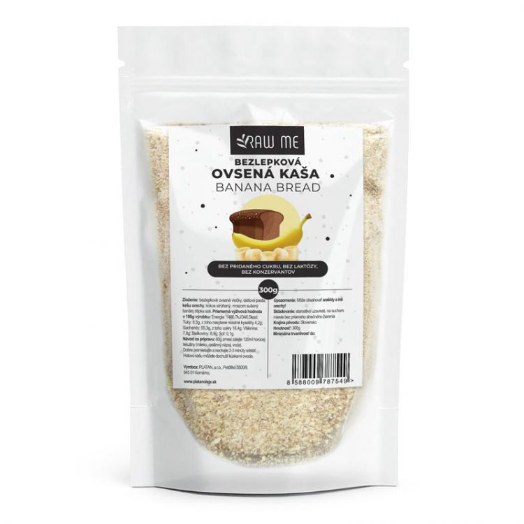 Raw Me Bezlepková ovsená kaša Banana Bread 300g