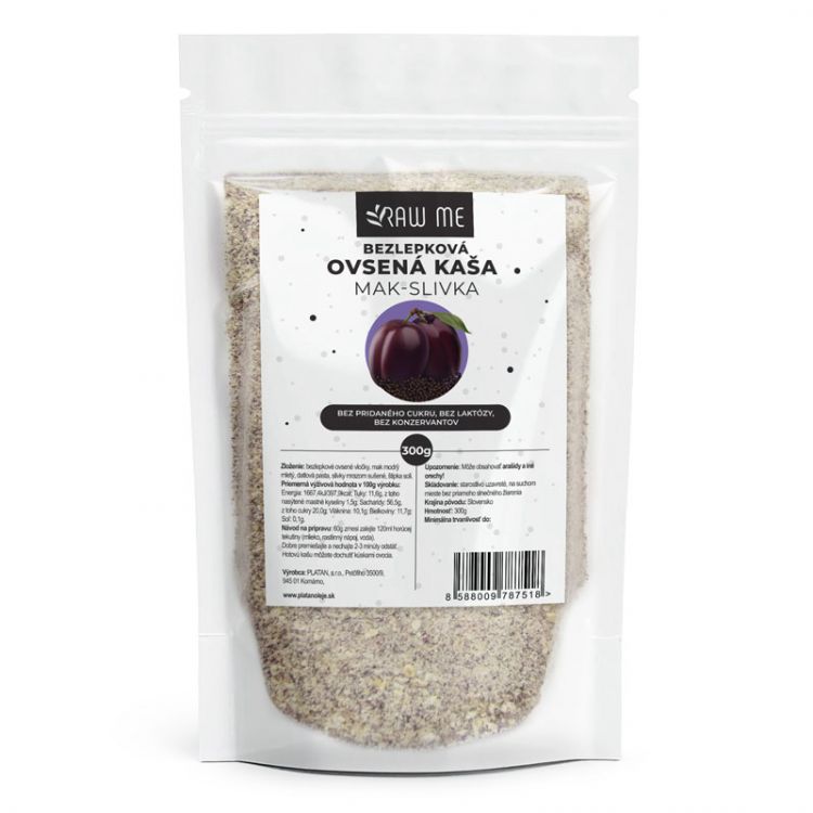 Raw Me Bezlepková ovsená kaša Mak, Slivka 300g