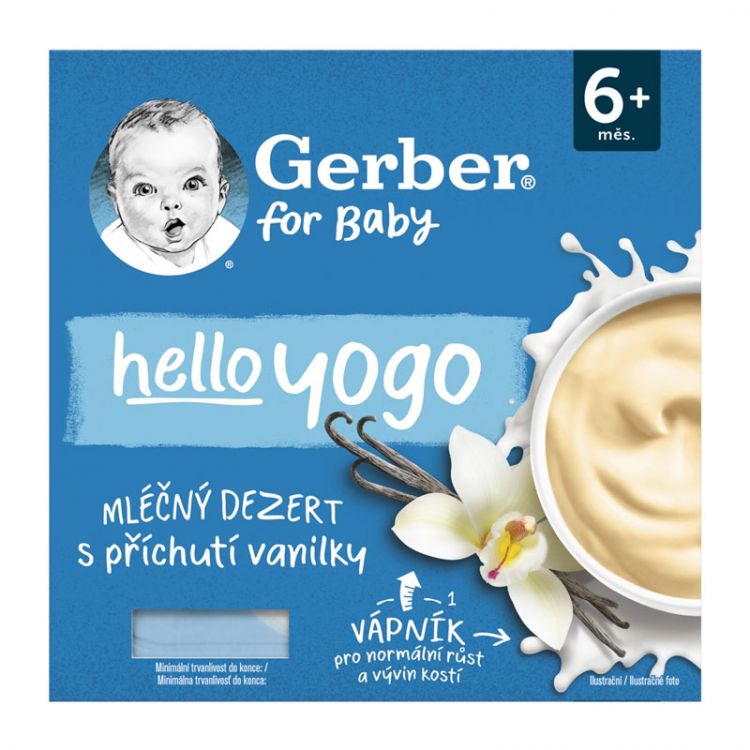 GERBER hello yogo mliečny dezert s príchuťou vanilky 4x100 g