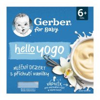 GERBER hello yogo mliečny dezert s príchuťou vanilky 4x100 g